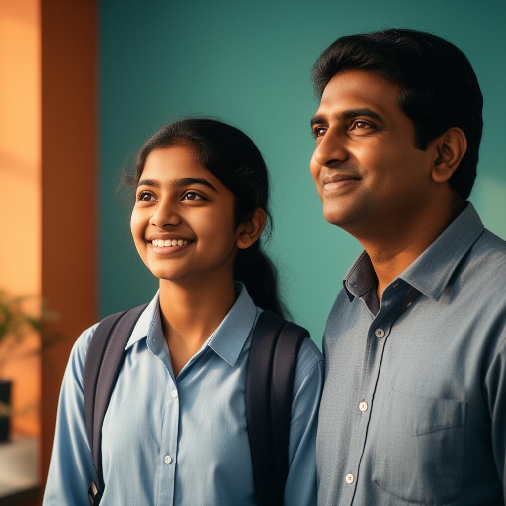 A student and parent looking hopeful after getting clear career guidance